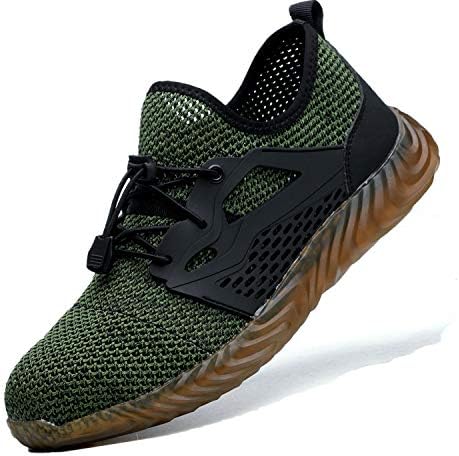 MARITONY Indestructible Steel Toe Work Safety Shoes for Men Women Lightweight Protective Toe Construction Shoes Green 11 Women/9.5 Men
