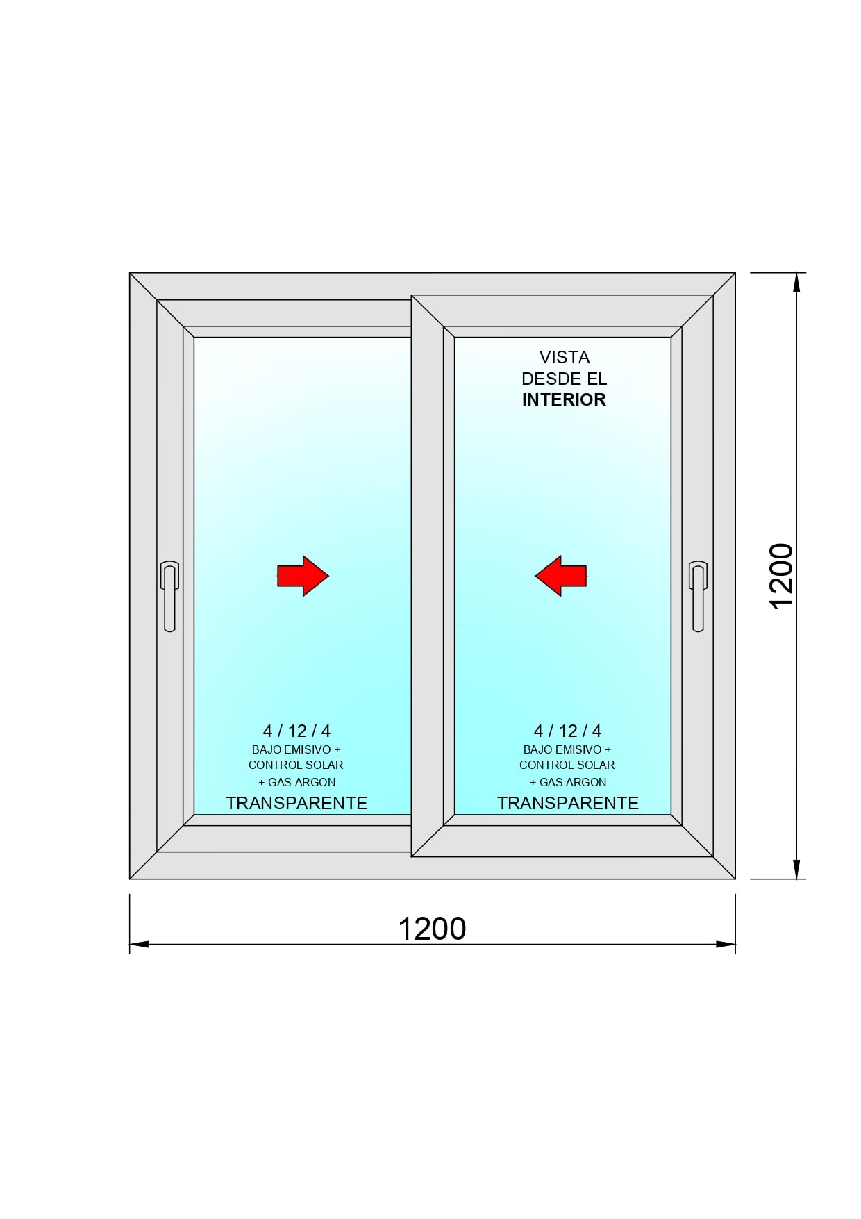 Ventanastock Ventana PVC 1200x1200 Corredera 2 hojas