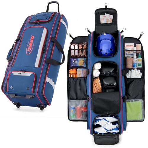 Fanwoli 100L Rolling Catchers Gear Bag - Large Baseball &