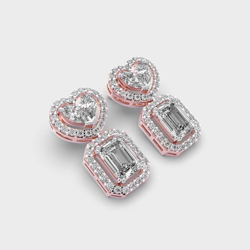 Orecchini pendenti in argento sterling 925 per tutti i giorni | Placcatura in oro rosa | N. pietra: 90 | Dimensioni gemma: 0,08-0,89 mm | Peso: 2,69 crt | Forma: mista | 4,538 grammi | R_00282