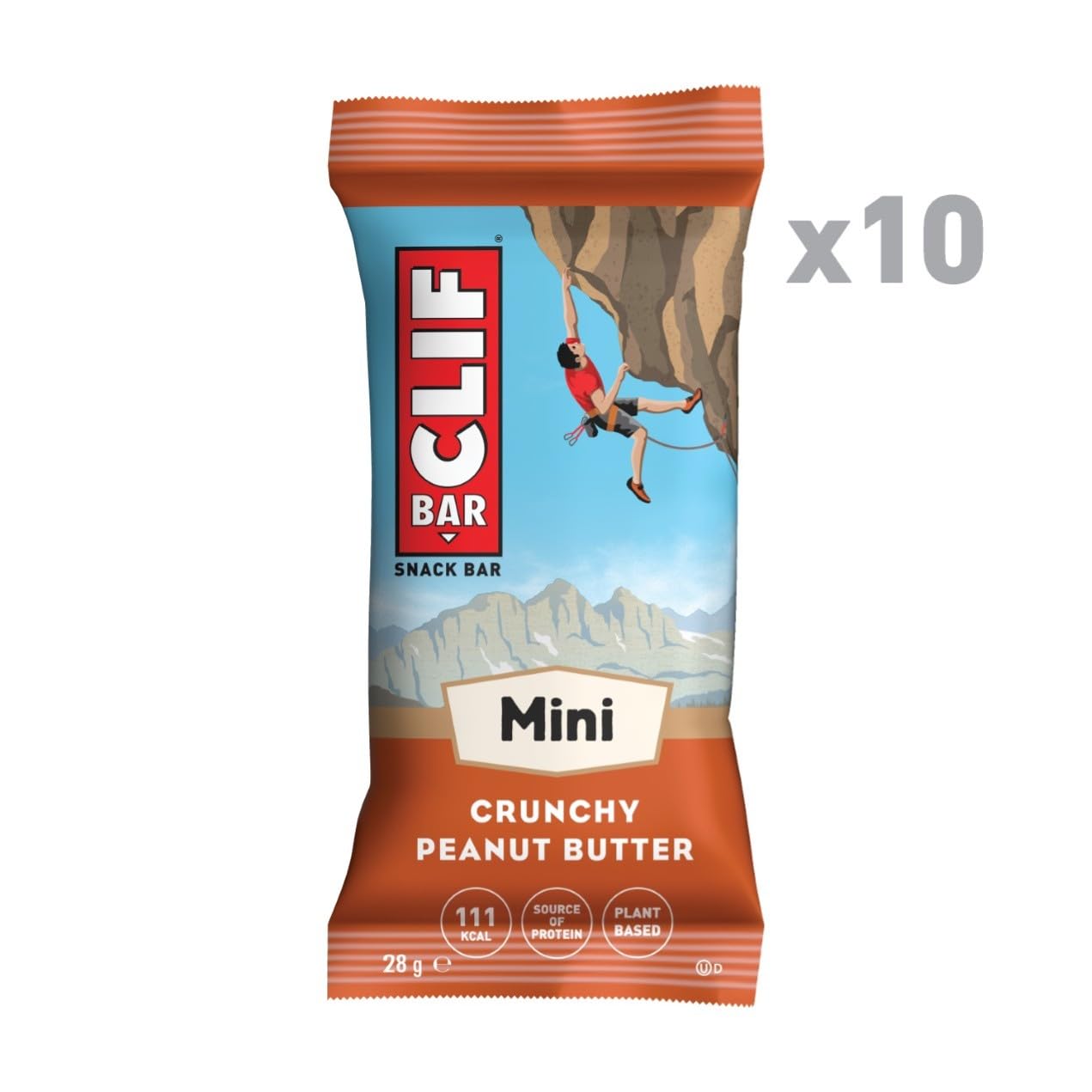 CLIF BAR Minis | Snack Bar | Crunchy Peanut Butter | 4g de Proteínas Vegetales | Barritas Snack para Llevar | 10 x 28 g