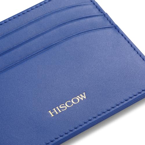 Image of HISCOW Slim Full Grain Leather Card Holder, Electric Blue