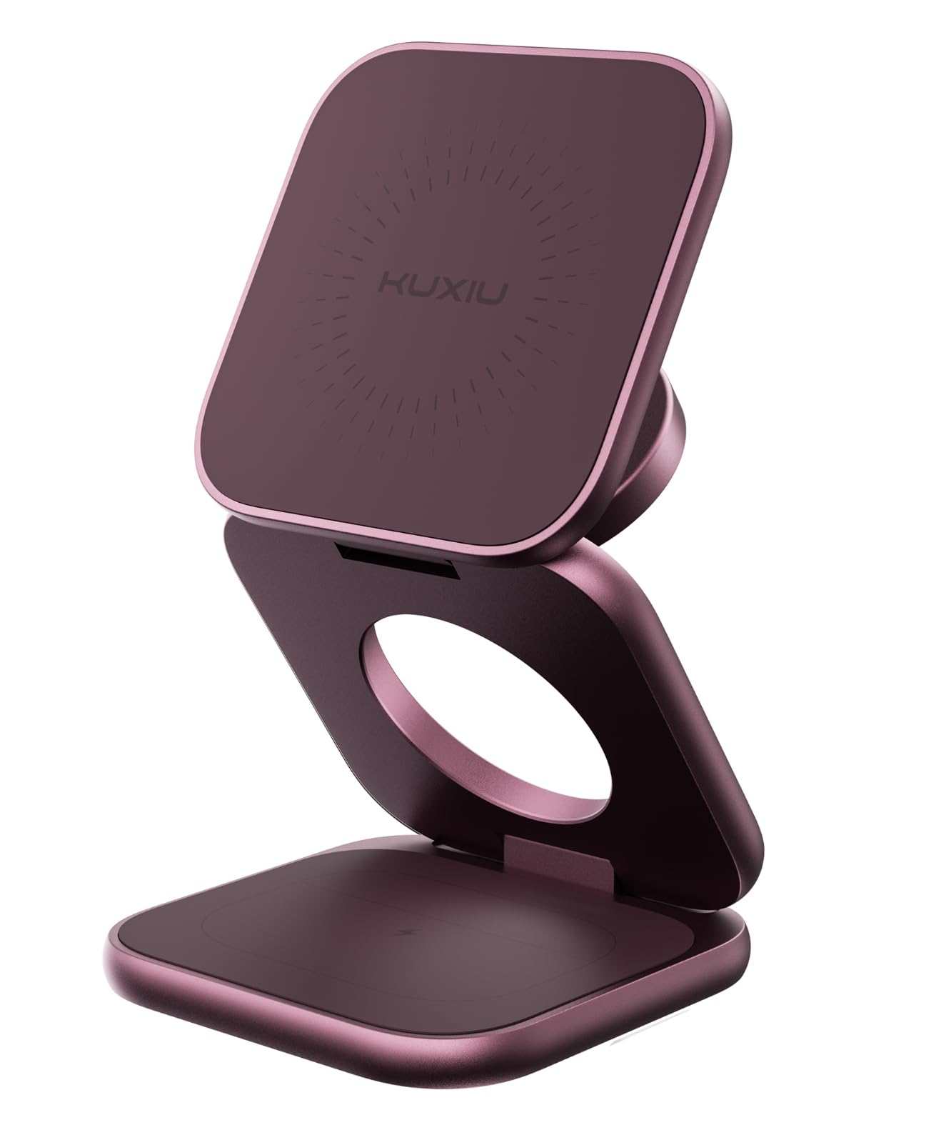 KU XIU X40 Turbo Qi2.2 25W Ladestation 3-in-1 für iPhone 18 Pro, Burgunder