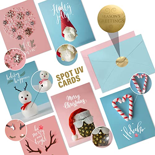 24 Christmas Greeting Cards with Envelopes | 6 Assorted Designs of 4 PCs with High gloss Spot UV | 7.25 x 5.5 Inch Merry Christmas Cards with Seal Stickers For Friends , Family and loved Ones - Image 3