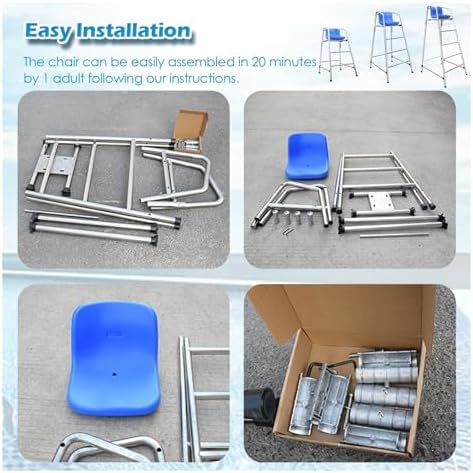 Adjustable Height Observation Chair, Stainless Steel Pool & Water Park Safety Monitor, Durable and Sturdy Design for Enhanced Supervision