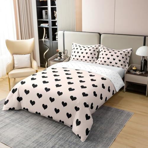 Housse de couette 140x200 coton parure de lit enfants cœurs - 4