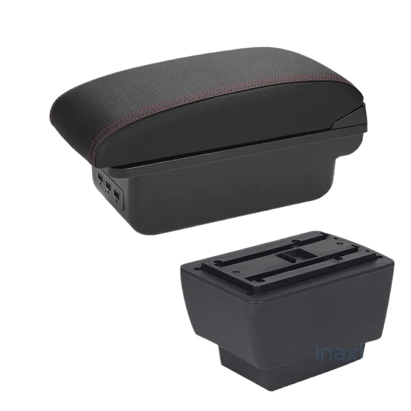 Ggwqoops Car Armrests For Skoda For Fabia 3 For Combi 2016-2022 Car Armrest Box Retrofit Parts Storage Accessorie Armrest Box(B1 Black red 3USB)