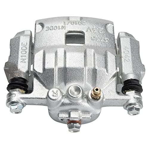 Image of TRQ Front Driver and Passenger Side Brake Caliper Set Hardware Caliper Brackets Compatible with 11-13 Ford Fiesta 14-18 Fiesta with Rear Drum Brakes 11-14 Mazda 2