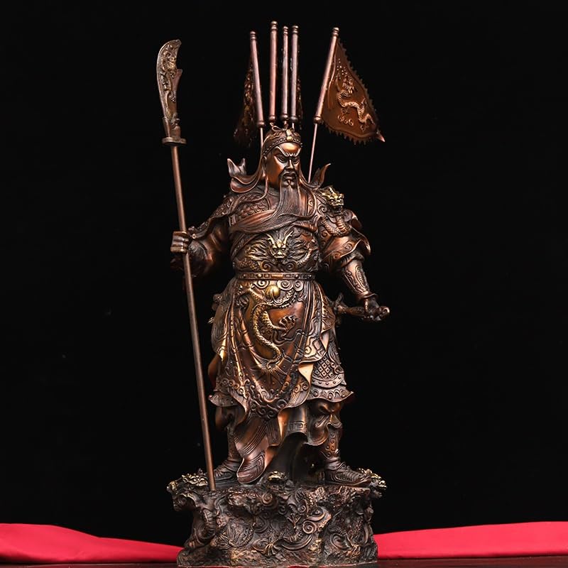 Posąg Buddy do wnętrz Ozdoby biurowe Mosiądz Guan Gong Rzeźba z brązu Salon Zen Craft Rzeźba Feng Shui Ornamenty Medytująca Statua Buddy Rzeźba (S)