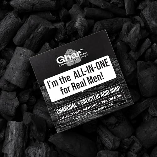 Image of Ghar Soaps activated Charcoal Deep Cleansing Soap | For reducing body acne, controlling oil and odour | With Charcoal Powder, Salicylic Acid, Tea Tree Oil and Menthol | For all skin types (Pack of 1)