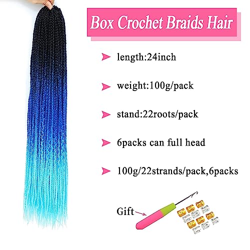 TAOYEMY Box Braids Crochet Hair Extensions 24 Inch 6 Packs, 22 Strands/Pack, Synthetic Braiding Hair for Women & Girls (48#, 24 inch) - Image 3