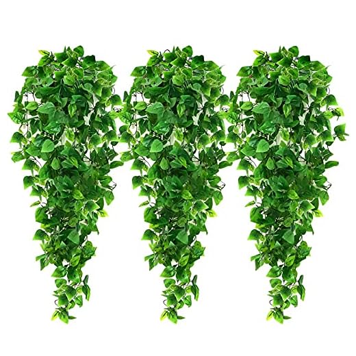 AGEOMET 3PCS Artificial Hanging Plants Fake Ivy Leaves for Wall Home Porch Garden Fence Decoration