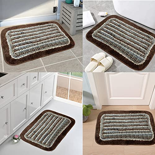 Image of Door Mats for Home | Door Mats for Home Entrance | Door Mat for Bathroom| Soft & Super Absorbent Mats for Shower | Washable, Non-Slip & Quick-Drying Mats (Pack of 2) (Brown & Gray)