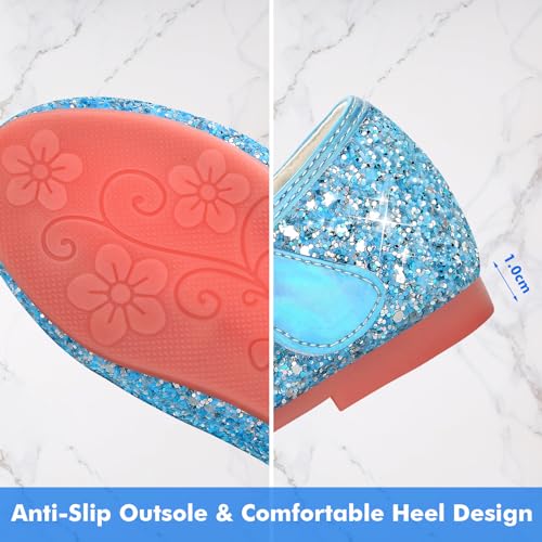 Kivors Girls Dress Shoes Low Heel Princess Shoes Flower Wedding Party Glitter Mary Jane Shoes for Kids Toddler - Image 6