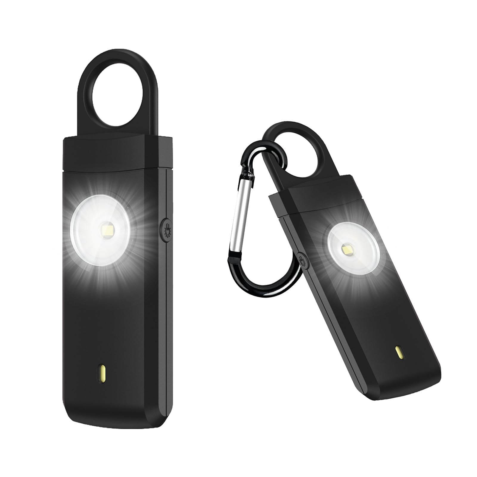 135 dB Alarma Personal de Emergencia ,Llavero de Alarma de Seguridad,Sirena y Luz Estroboscópica,Alarma Batería Baja (Negro),para Ancianos/Mujeres/Niños/Alarmas de Seguridad de Autodefensa