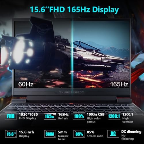 Image of Thunderobot Storm 15 4050 Gaming Laptop, Intel Core i7-13620H, GeForce RTX 4050, 15.6 inch FHD 165Hz Display, 16GB RAM, 512GB SSD, Backlit Keyboard, HDMI, Wi-Fi, Win 11 Home, Black