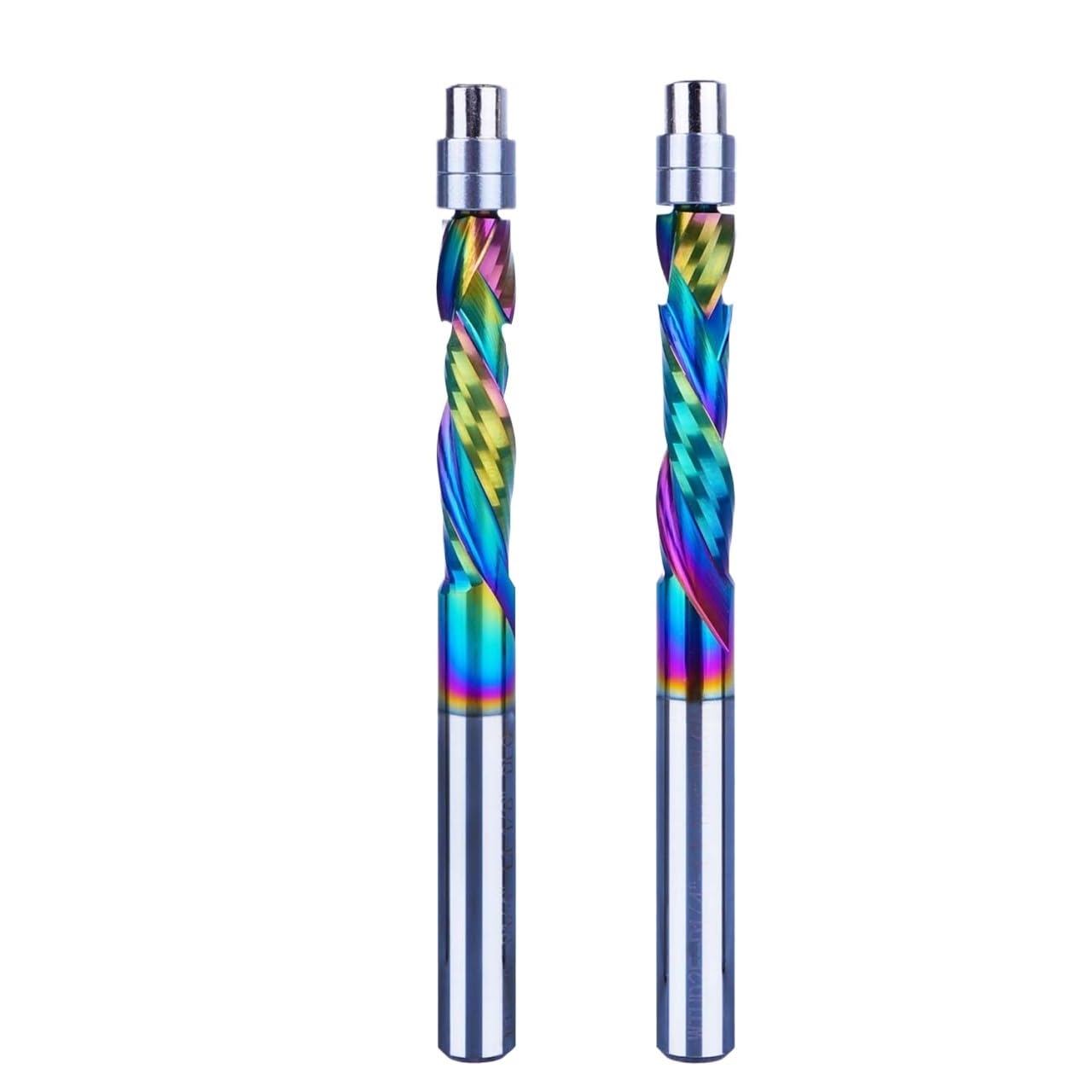 1 szt. 1/4 "6MM 8MM powłoka DLC łożysko z węglika spiekanego frezy prowadzeniem 2 ostrza spiralne przycinarka do drewna(WTUD2F-D8.0-L45-DLC)