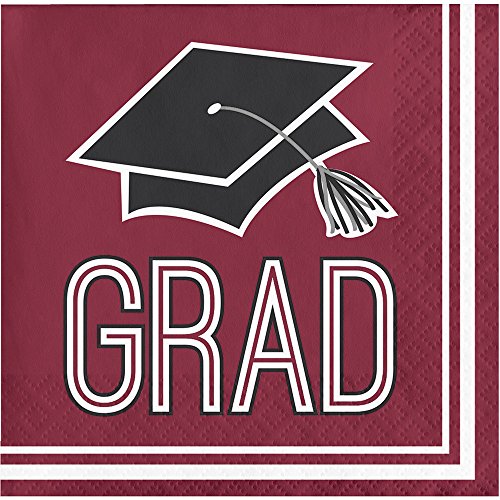 BURGUNDY BEVERAGE NAPKIN SCHOOL SPIRIT 10/36CT