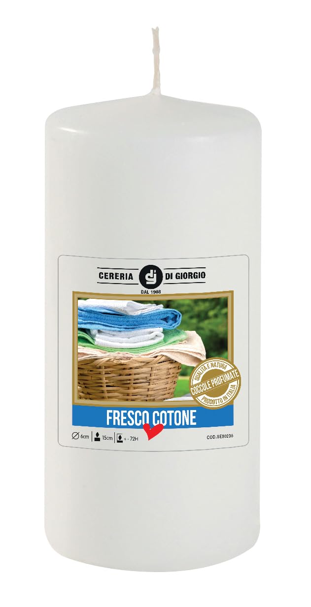 Scented Cotton Candle Diameter 6 cm H 15 cm Allergen Free