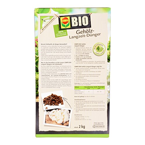 Compo BIO Gehölz-Langzeit-Dünger mit Schafwolle für Koniferen, Hecken, Sträucher & Bäume, 5 Monate Langzeitwirkung, 2 kg - 2