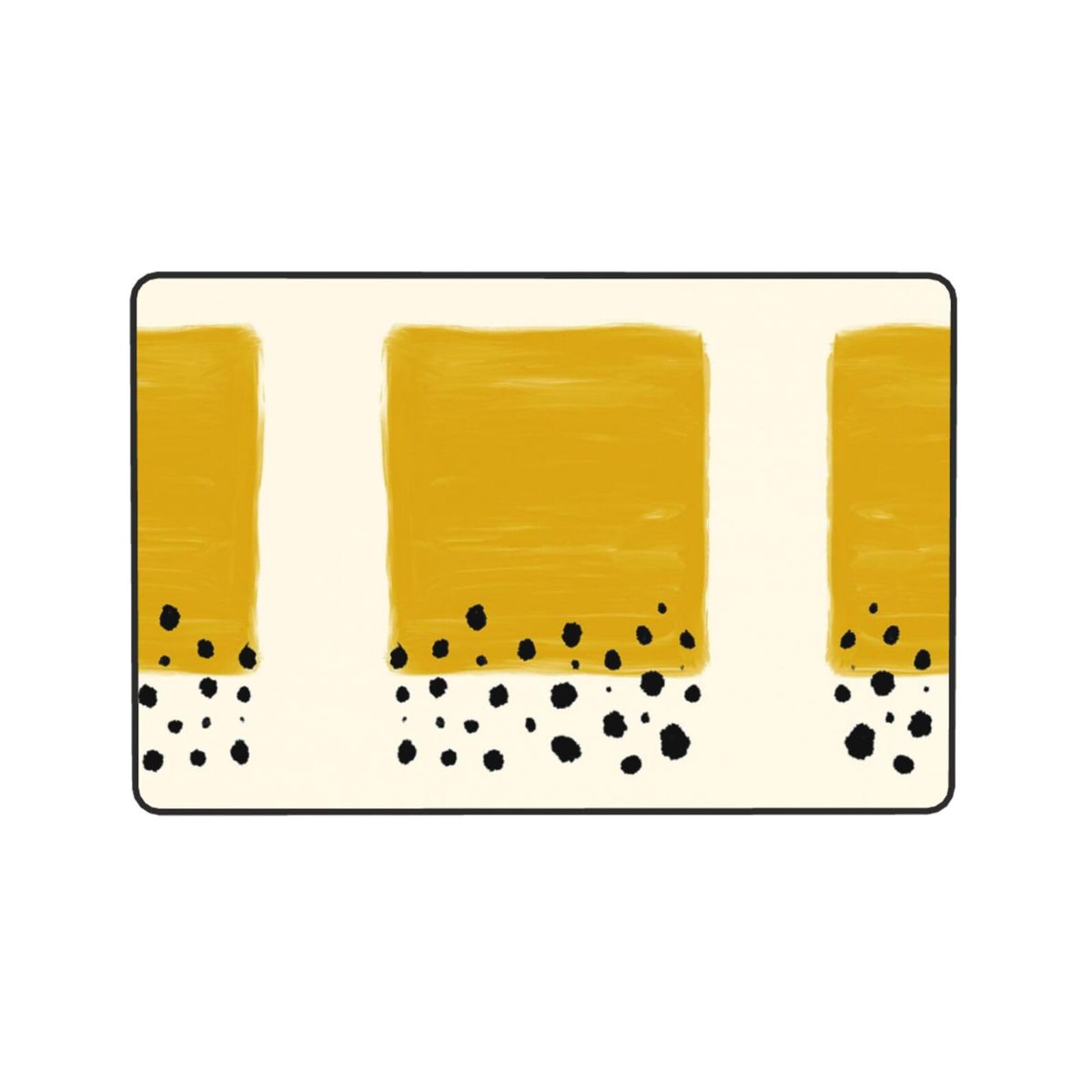 Tapis imprimé jaune moutarde et noir, absorbant l'eau et durable, adapté à tout espace de vie