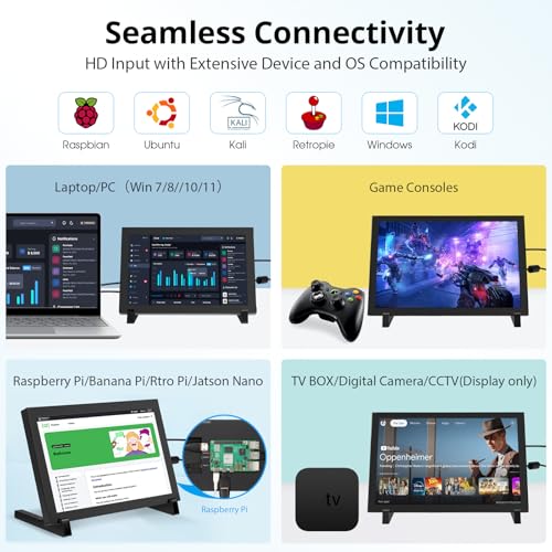 Image of ELECROW 8 Inch Touchscreen Monitor, 1280x800 IPS LCD HD Display with Stand, Portable Capacitive Touch Screen Compatible for Raspberry Pi 3 /4 /5, Win 11 /10 /8 /7, Jetson Nano, laptops, Game Consoles