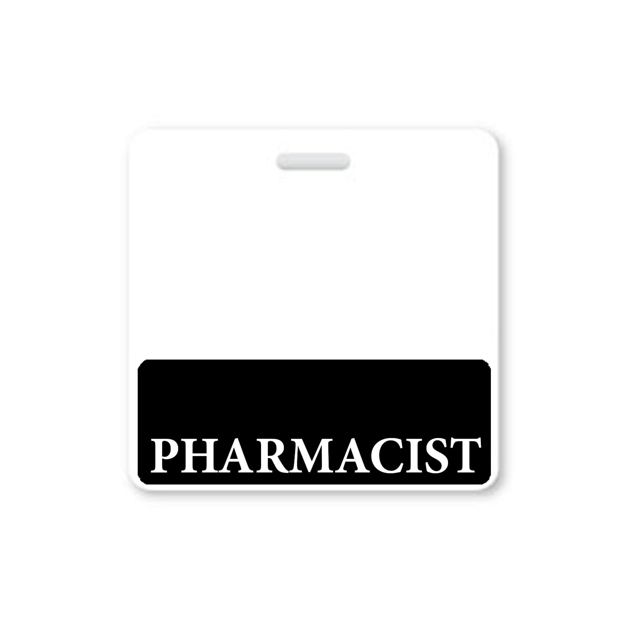 Pharmacist Badge Buddy - Horizontal- Heavy Duty Spill Proof & Tear Resistant Cards - Double Sided- Quick Role Identifier ID Buddies for Pharmacy Jobs
