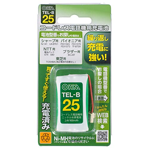オーム電機 コードレス電話機用充電池 TEL-B25 05-0025 OHM
