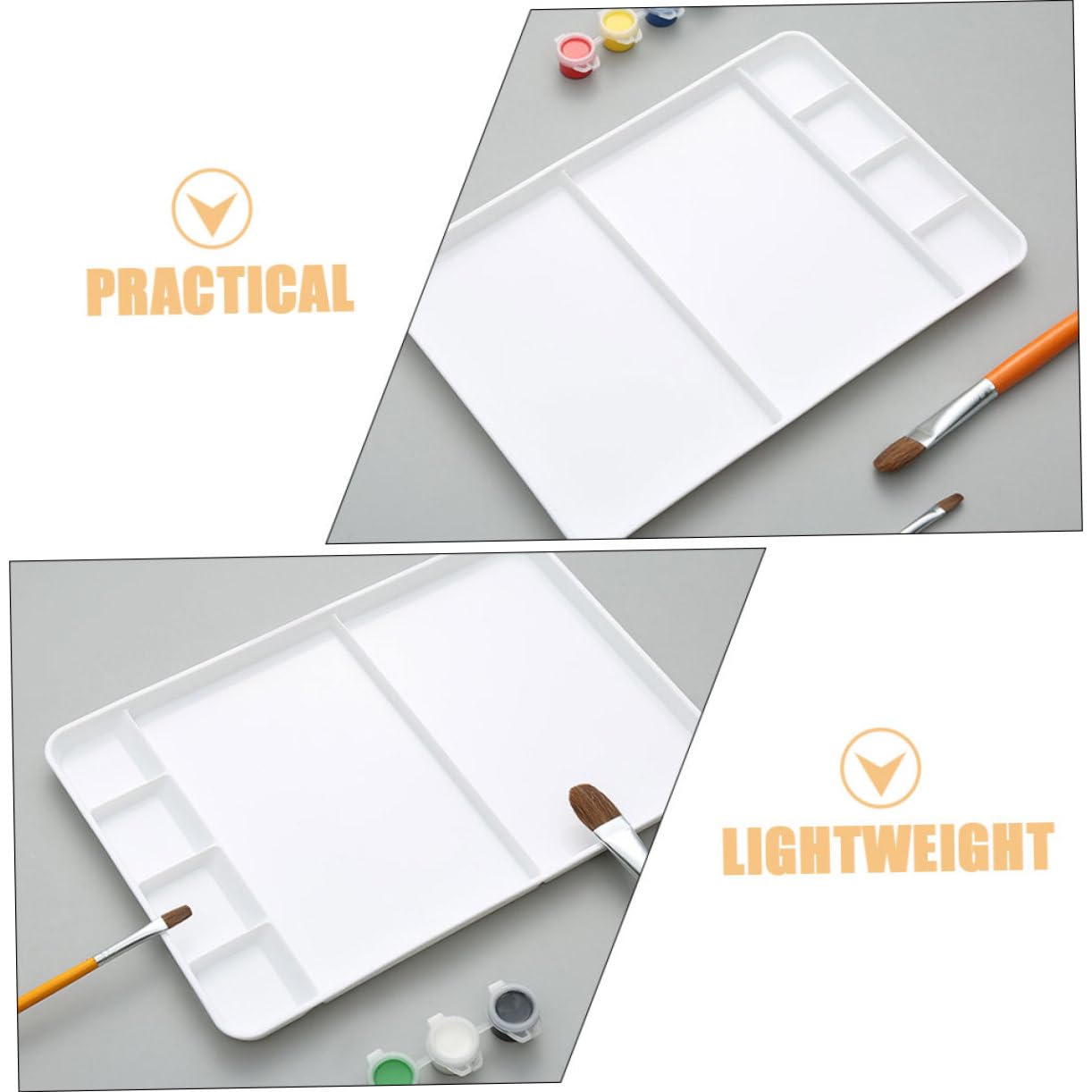 Palette Blanc Carrée Multi-Compartiments en PP de Peinture pour Artistes