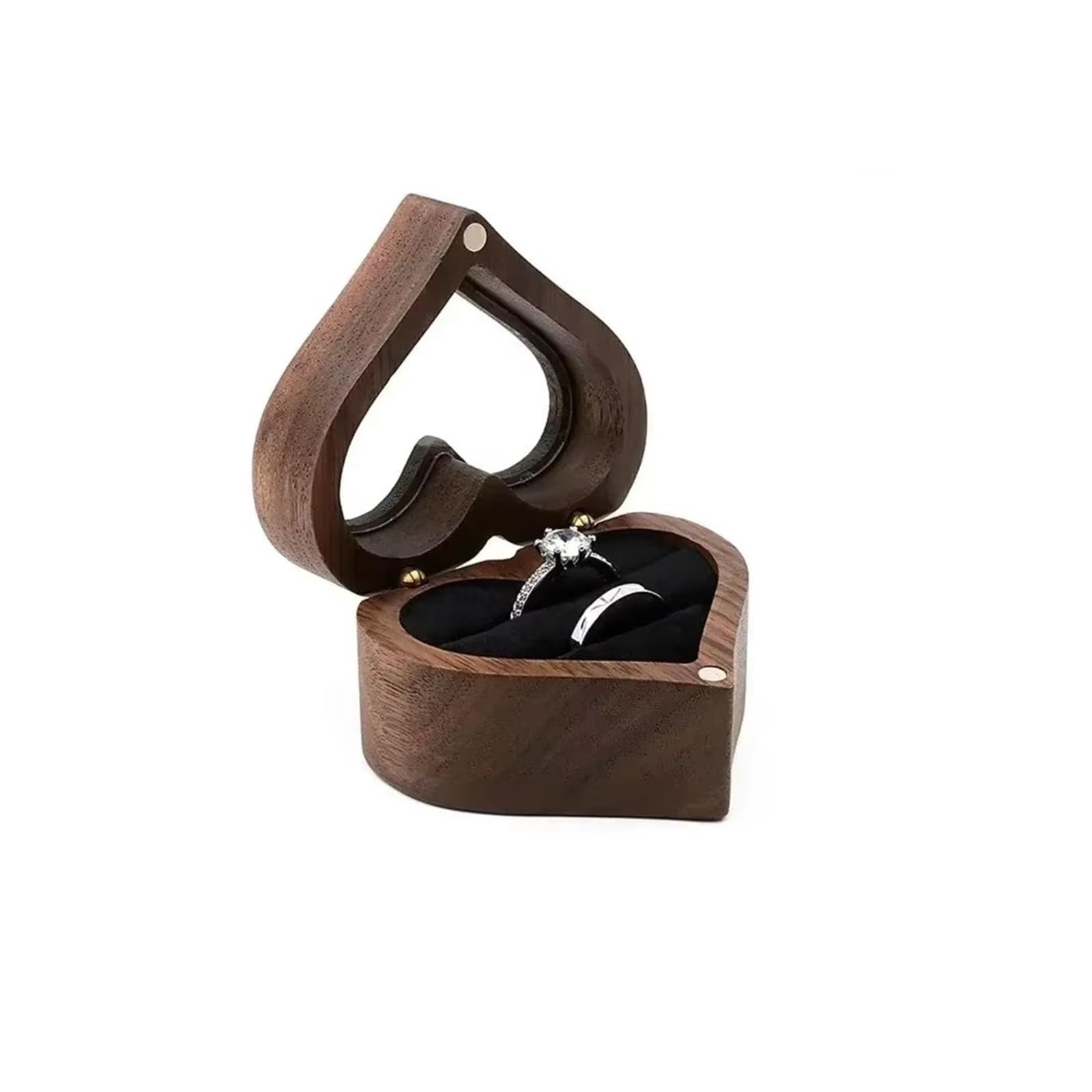 LCKKJHG Wedding Ring Box 1PCS Walnut Wood Ring Box For Wedding Ceremony Jewelry Storage Proposal(Brown)
