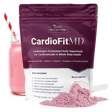 1MD Nutrition CardioFitMD - Vegan Beets Superfood Keto-Friendly Heart Health Powder - Nitric Oxide Supplement - Beet Root Powder for Healthy Blood Pressure & Circulation - High Fiber Drink - 30 Days Cover