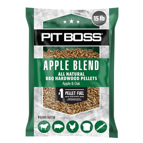 Pit Boss 100% All Natural BBQ Hardwood Pellets for Cooking Grilling and Smoking | 15 lbs. Wood Pellets for Pellet Grills and BBQ Smokers | Apple Blend