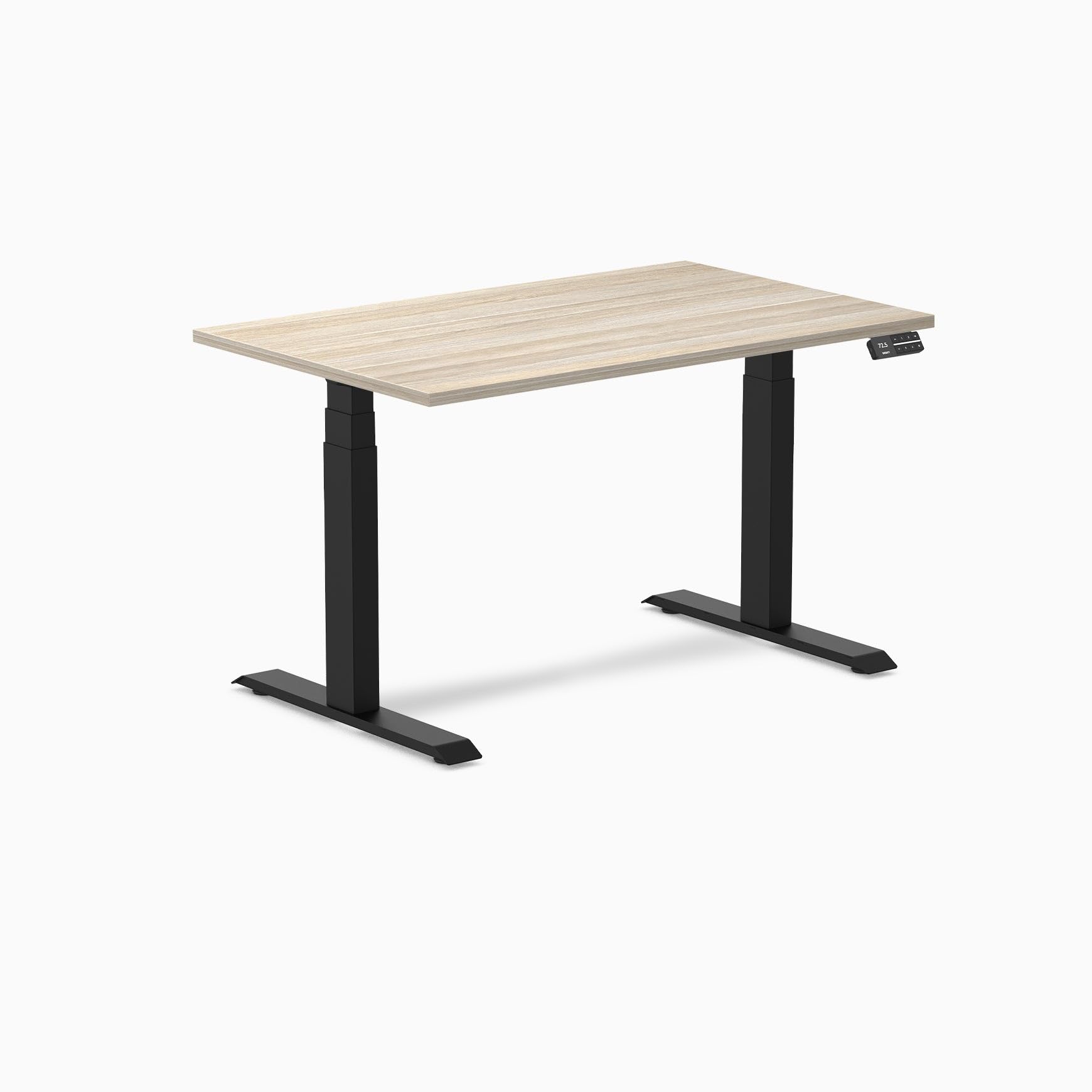 Desky Dual Laminate Sit Stand Desk Classic Oak 47.2" Matte Black