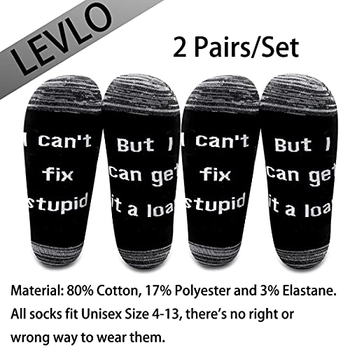 LEVLO Loan Officer I Can't Fix Stupid But I Can Get it A Loan Men Cotton Socks Father’s Day Gifts2