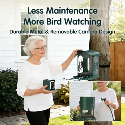 Bird Feeder with Camera, 4K Ultra HD Video with 30fps Live View, 10x Slow Motion, No Subscription, Solar Powered AI Smart Bird Feeder with Camera, 2.4G/5G Wi-Fi, Durable Metal,Bird Lover Gift - Image 6