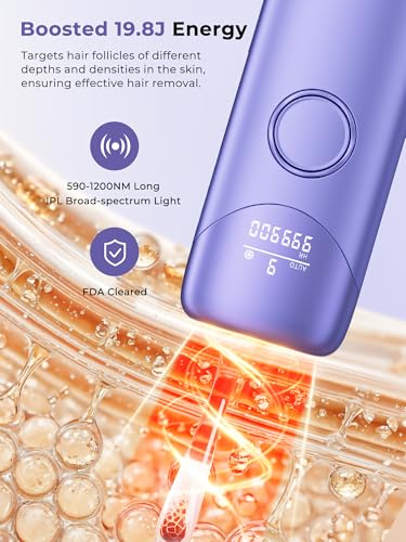 Image of Ubroo Laser Hair Removal for Women, 97.6% Hair Reduction in 2 Session, 5℃ Ice Cooling IPL Hair Removal Device, Hair Removal at Home for Legs Bikini Armpits Facial (Purple)