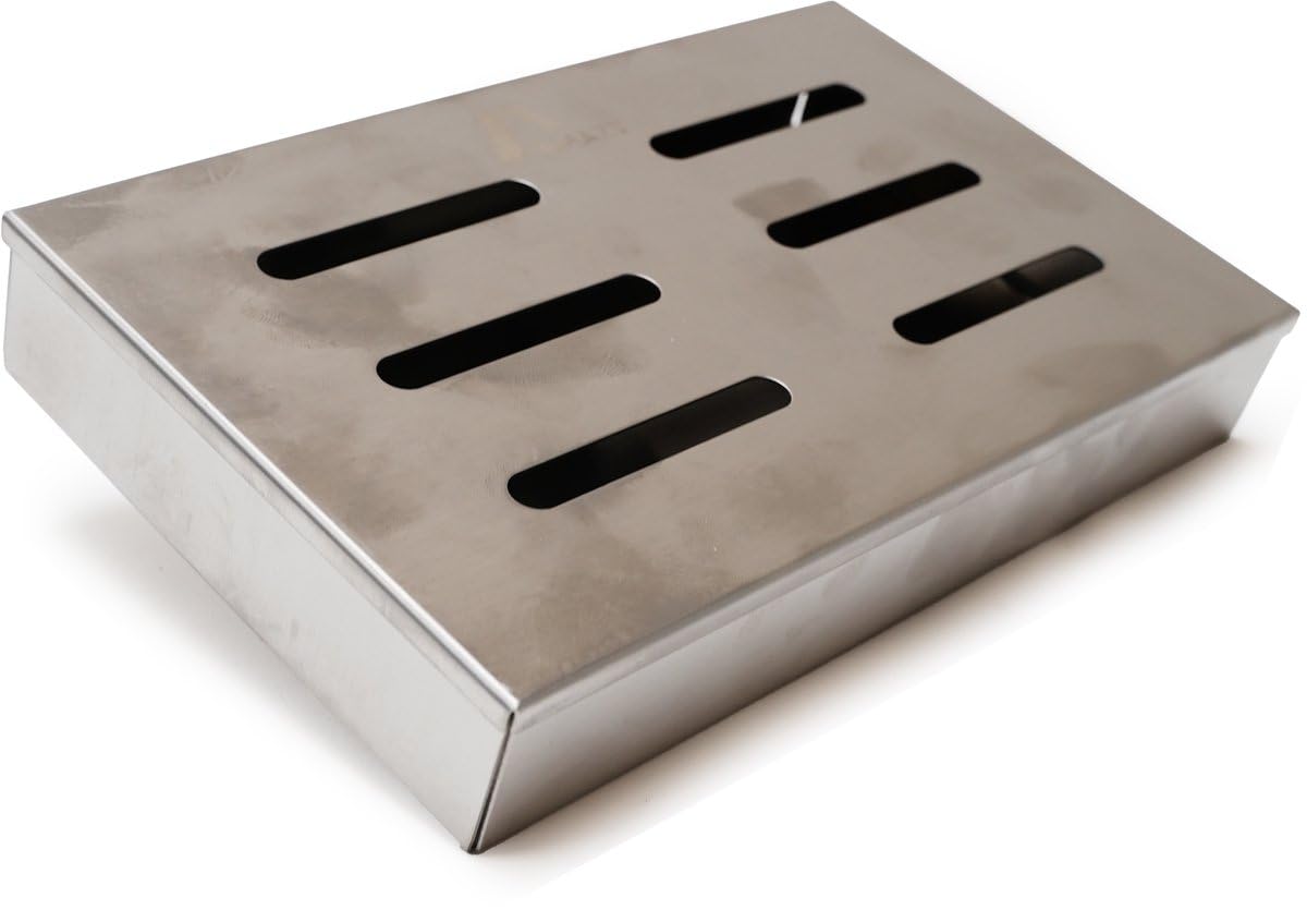 Set di legno per affumicatura in acciaio INOX, completo di 3 trucioli per affumicatura da 4 l