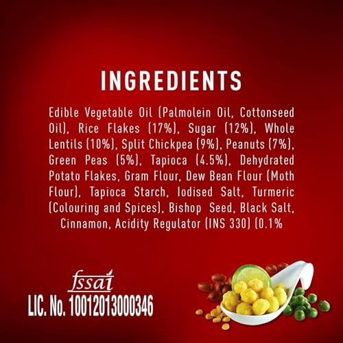 Bikaji Tana Bana Khatta Meetha– 14.11 oz (400g) Pack | Ready to Eat Indian Namkeen Snacks Mix with Split Chickpeas, Peanuts, Green Peas & Rice Flakes| Sweet & Tangy Crunchy Farsan for Tea Time & Party