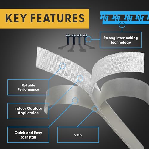 Image of Industrial Strength 1 inch x 5ft Clear Scotch Self Mating Reclosable Fasteners, Stick-On Adhesive, No Tools Needed, Home Decor, Classroom, Office, Cars, Indoor-Outdoor Waterproof Compatible with SJ3560