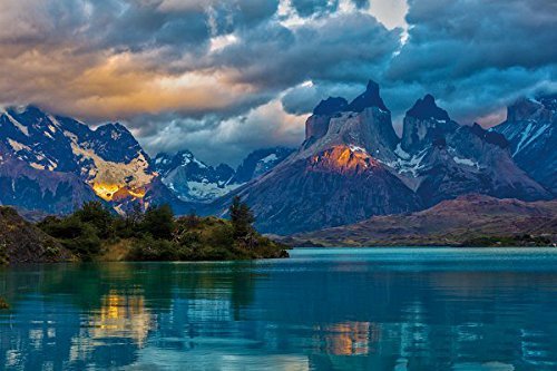 Aoke Art Nature Poster Canvas Art Print (29x20inch) - Landscape Argentina Mountain Lake Patagonia Clouds Nature