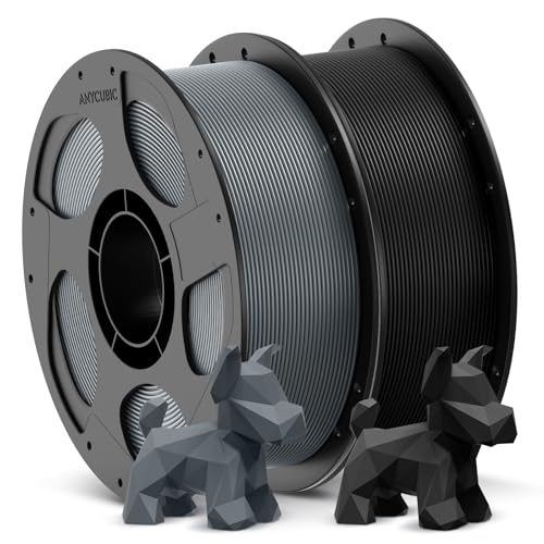 Image of ANYCUBIC 3D Printer Filament PLA Bundle, PLA Filament 1.75mm Dimensional Accuracy + /- 0.02mm, 1KG Reusable Spool, 2KG Black+Texture Grey