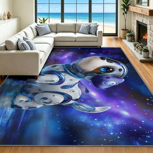 Alfombra de baño infantil de gatito astronauta lavable para entradas y cuartos de juego 2