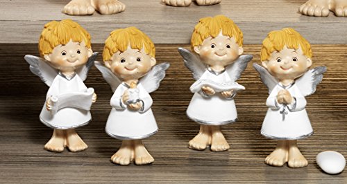 Mandorle - Juego de 4 angelitos de resina, 8,5 cm