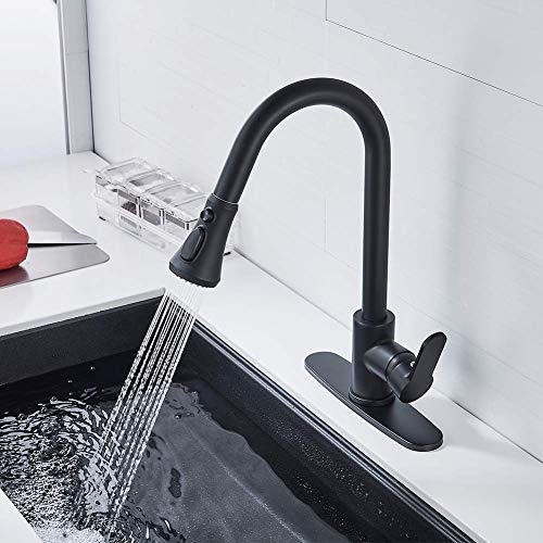 VOTON Black Kitchen Sink Faucet with Pull Down Sprayer ...