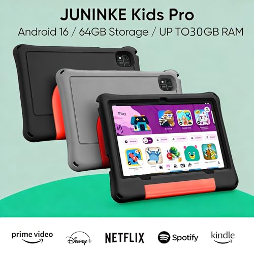 Image of 10 inch Kids Tablet with case, Grey Case | Android 16, 30GB RAM 64GB ROM, 1TB Expandable, Parental Control, 6000mAh Battery, Eye-Care Display