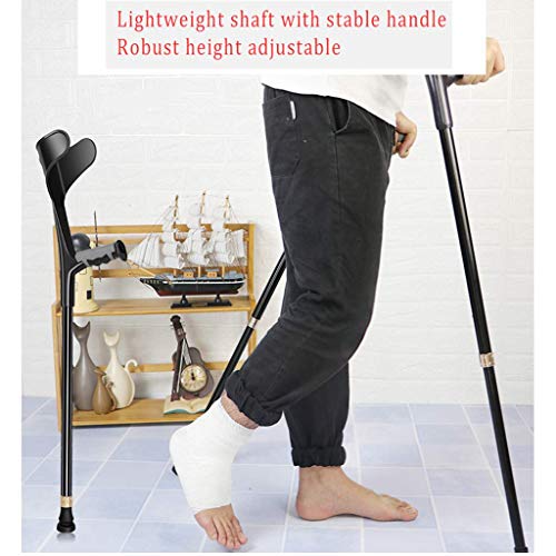 Muletas ergodinámicas para antebrazo, Color Negro, muletas Ligeras, muletas Ligeras con puños para el Brazo, 10 Paradas de Altura Ajustable para Adultos estándar y Altos, 2 Unidades