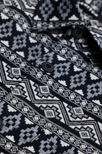 Image of SNITCH Men's Cotton Jacquard Relaxed Fit Overshirt