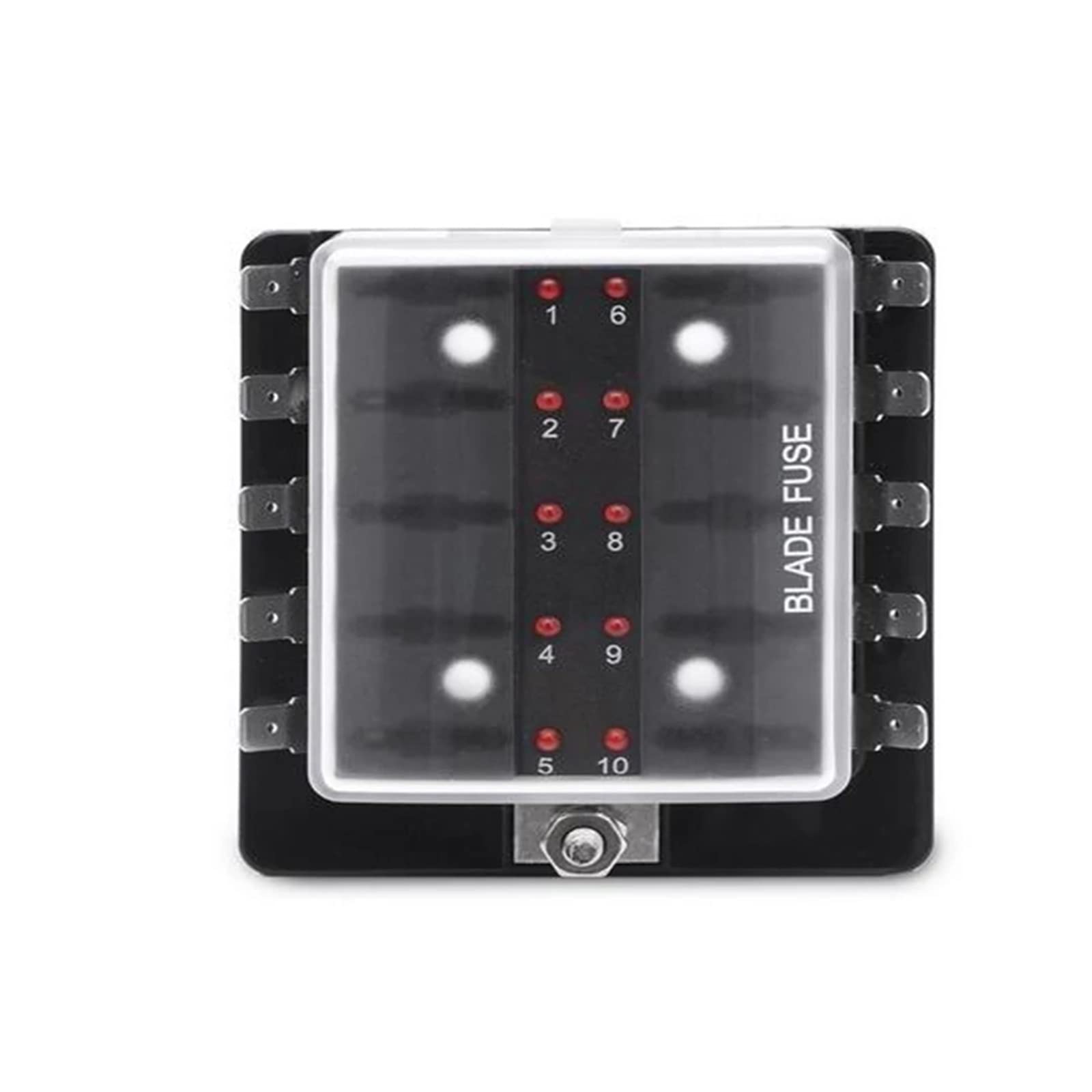 Boîte à fusibles de Type lame 12V-36V 10 voies avec voyants d'avertissement LED for voiture Yacht RV Tricycle taille Standard Type de lame fusible pièces automobiles Câblage de protection