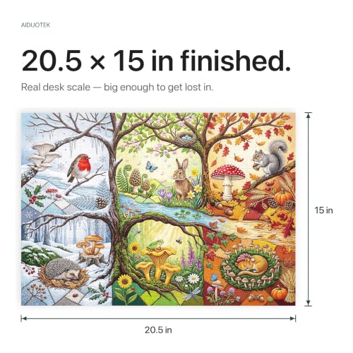 Rompecabezas de 500 Piezas – Bosque Cuatro Estaciones con Hongos y Animales del Bosque, Puzzle Relajante de Naturaleza para Adultos y Familias, 20.5 x 15 pulg, Incluye Póster miniatura 2