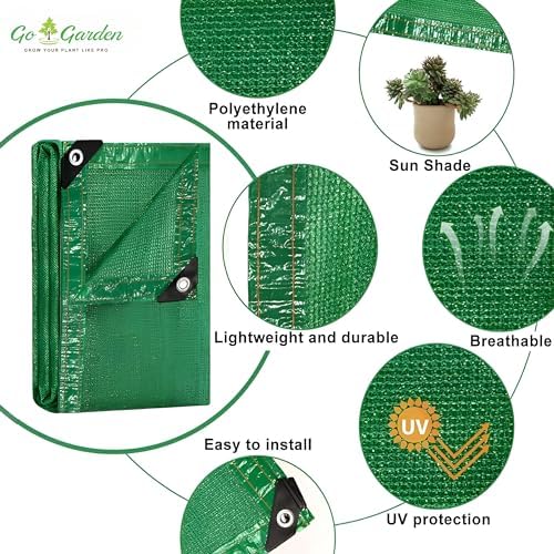 Image of Go Garden Green Shade Net 50% UV Protected (5 ft X 20 Ft)| Multi-Purpose Agro Net 100% Vergin | Garden, Greenhouse, Terrace & Balcony Use | Ideal for Farming & Gardening (1.5 M X 6 M)